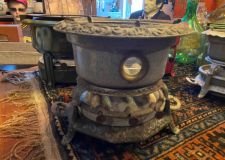 grijs emaille gietijzer petroleumstel